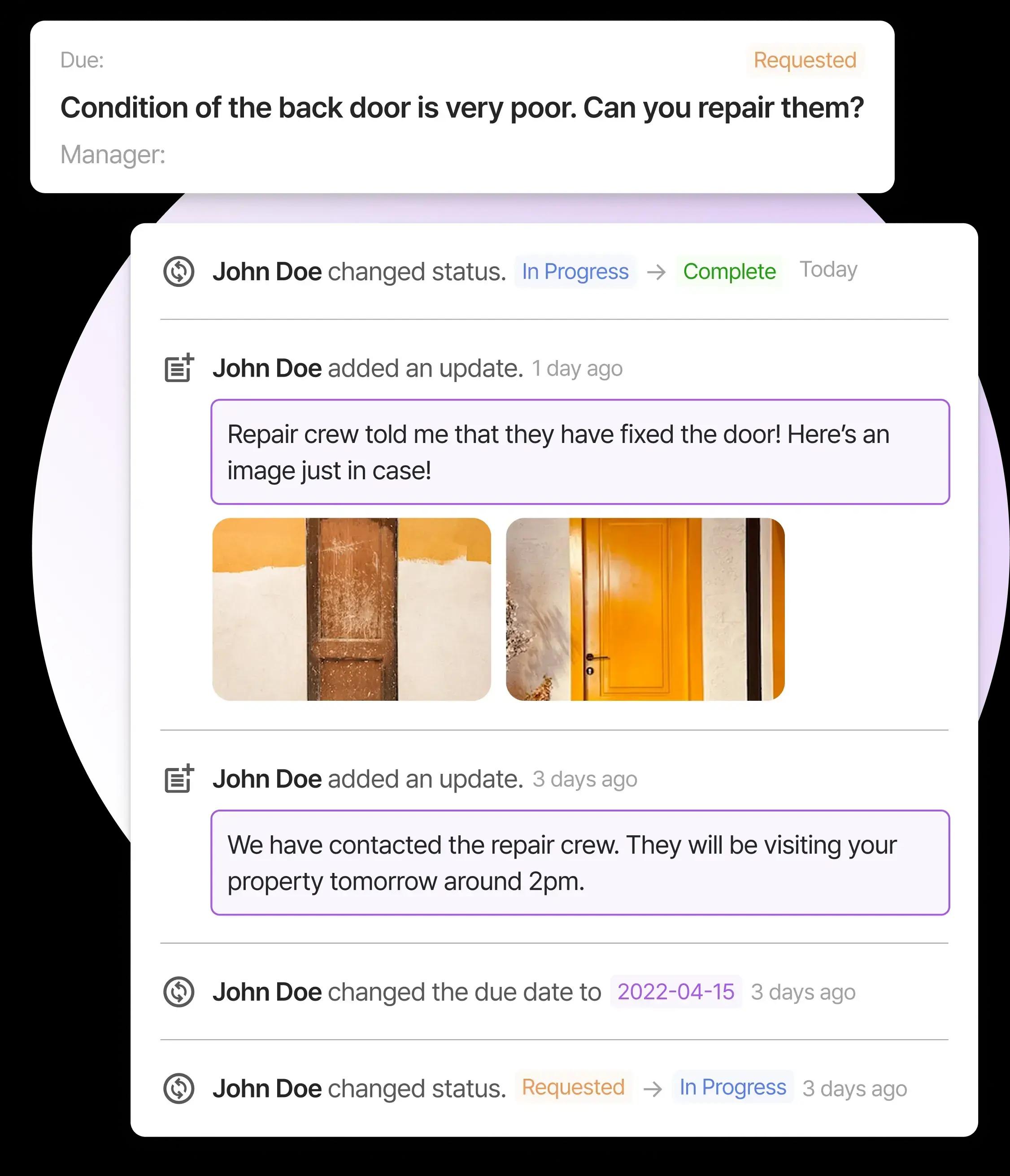 Management Request Features Mobile View